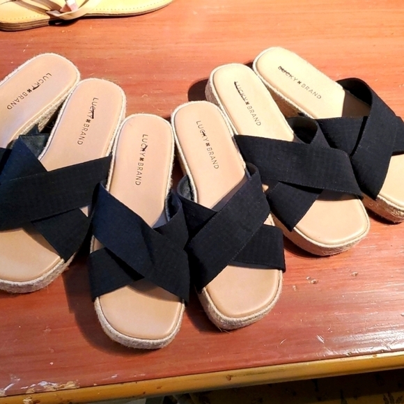 New Lucky Brand Gayte Slide Sandal, Size  7.5 and 8 in Black Textile - Picture 9 of 9
